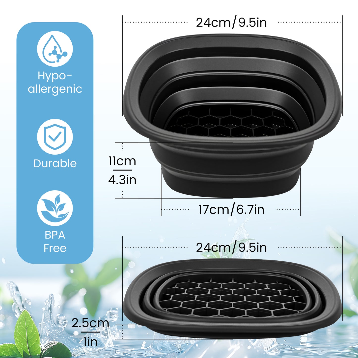 Foldspark Face Bowl for Ice - Ice Face Plunge Bowl Collapsible, Silicone Facial Tub for Cold Water Therapy, Large Portable Ice Bath Basin for Skin Tightening, Puffiness Relief, Dunking and Rejuvenation, Unisex