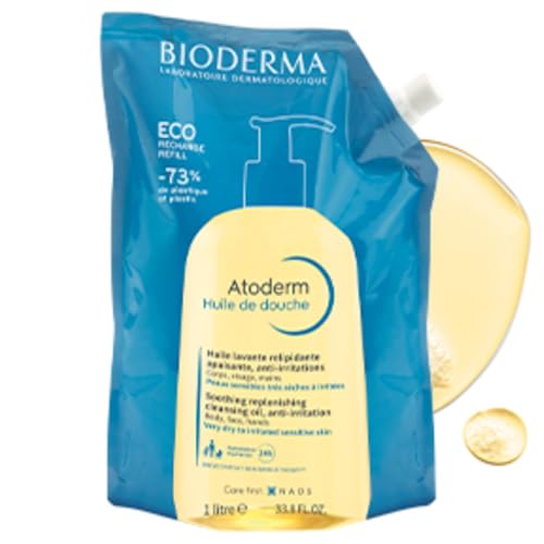 Bioderma Atoderm Shower Oil, Cleansing Oil For Face & Body, Nourishing Cleansing Oil For Dry to Atopic Sensitive Skin For Softer & Smooth Skin For Your Whole Family