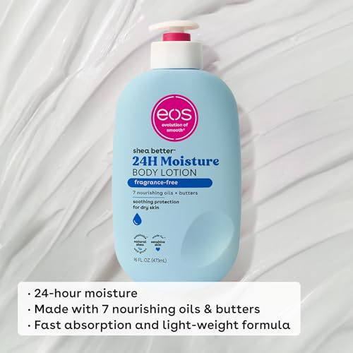 eos Shea Better Body Lotion Vanilla Cashmere, 24-Hour Moisture Skin Care, Lightweight & Non-Greasy, Natural Shea, Vegan, Vanilla Body Lotion, 16 fl oz