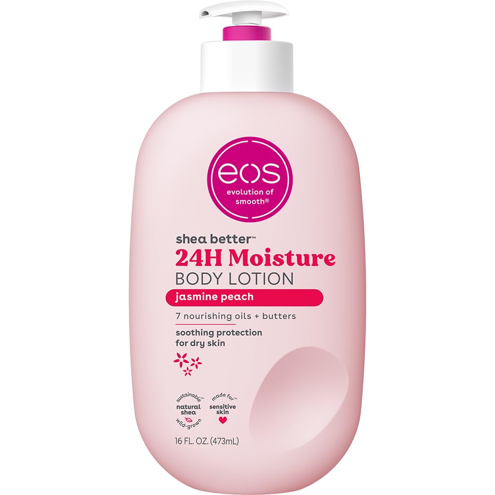 eos Shea Better Body Lotion Vanilla Cashmere, 24-Hour Moisture Skin Care, Lightweight & Non-Greasy, Natural Shea, Vegan, Vanilla Body Lotion, 16 fl oz