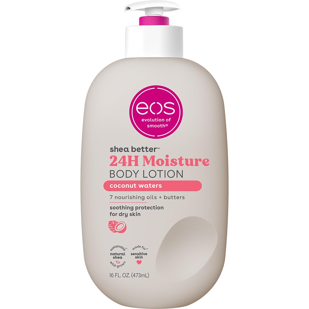 eos Shea Better Body Lotion Vanilla Cashmere, 24-Hour Moisture Skin Care, Lightweight & Non-Greasy, Natural Shea, Vegan, Vanilla Body Lotion, 16 fl oz