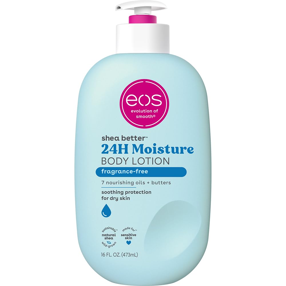 eos Shea Better Body Lotion Vanilla Cashmere, 24-Hour Moisture Skin Care, Lightweight & Non-Greasy, Natural Shea, Vegan, Vanilla Body Lotion, 16 fl oz