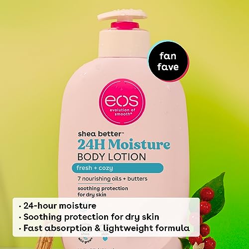 eos Shea Better Body Lotion Vanilla Cashmere, 24-Hour Moisture Skin Care, Lightweight & Non-Greasy, Natural Shea, Vegan, Vanilla Body Lotion, 16 fl oz