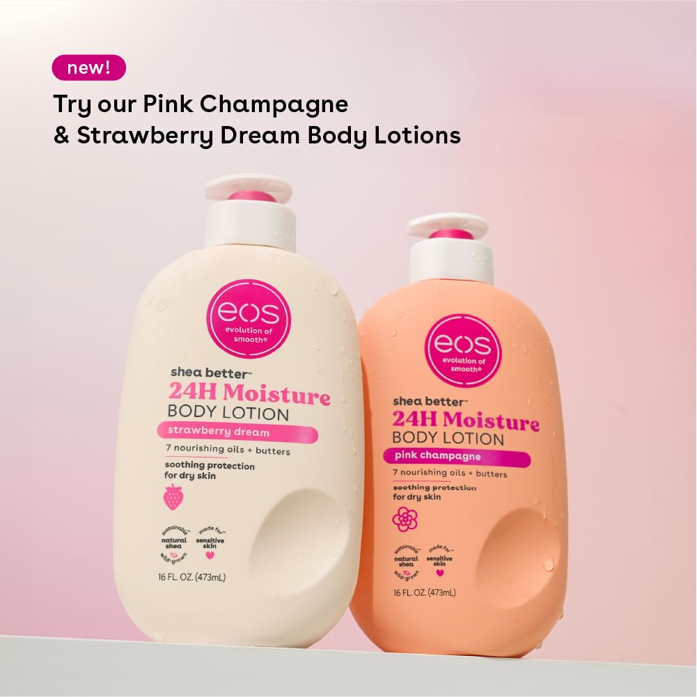 eos Shea Better Body Lotion Vanilla Cashmere, 24-Hour Moisture Skin Care, Lightweight & Non-Greasy, Natural Shea, Vegan, Vanilla Body Lotion, 16 fl oz
