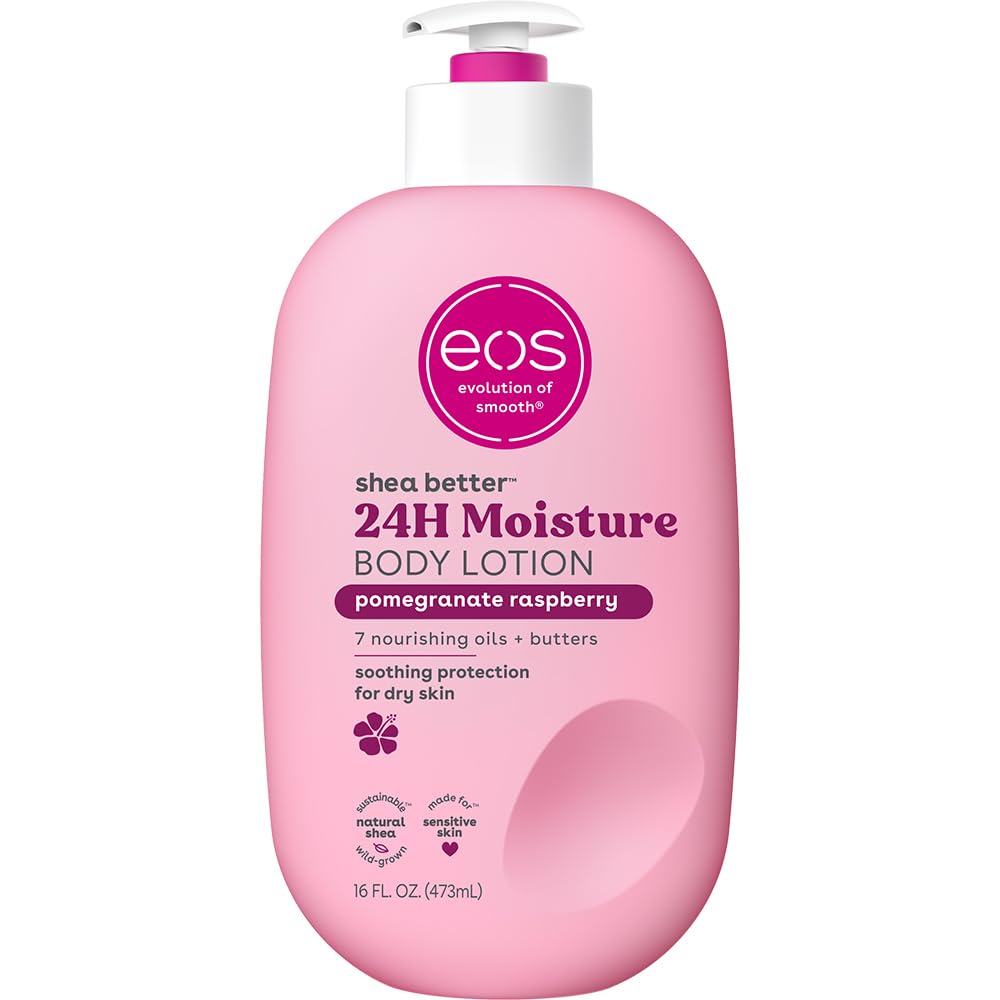 eos Shea Better Body Lotion Vanilla Cashmere, 24-Hour Moisture Skin Care, Lightweight & Non-Greasy, Natural Shea, Vegan, Vanilla Body Lotion, 16 fl oz
