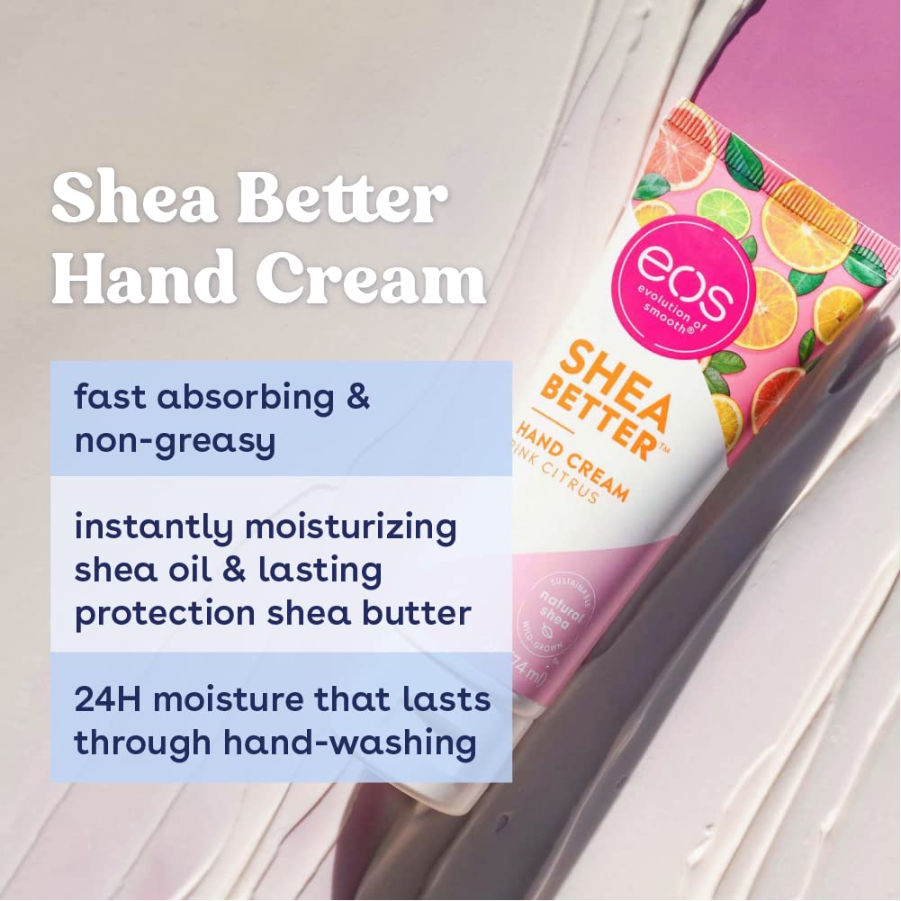 eos Shea Better Hand Cream - Vanilla Cashmere Hand Lotion | Instant Hydration + Lasting Protection | 2.5 oz