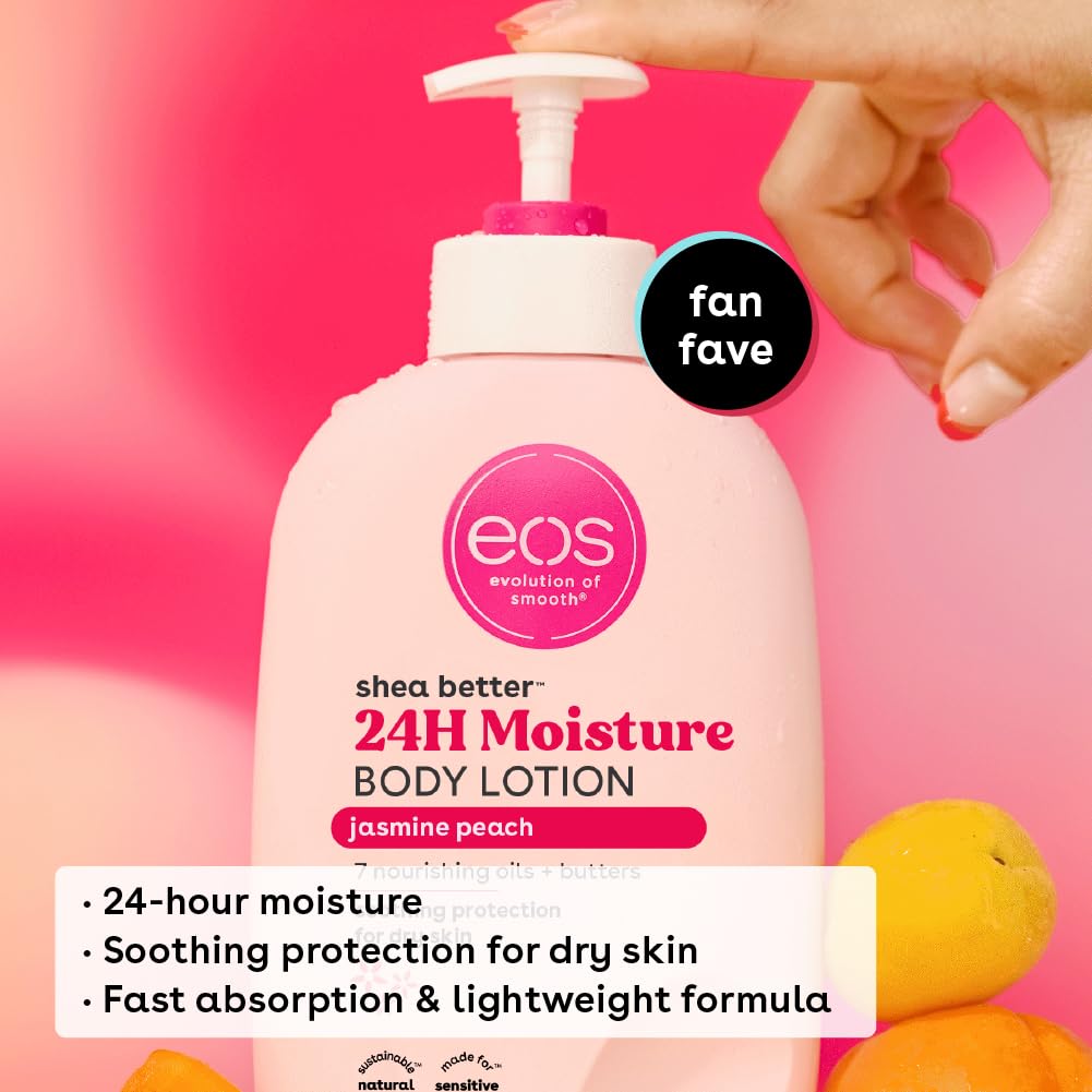 eos Shea Better Body Lotion Vanilla Cashmere, 24-Hour Moisture Skin Care, Lightweight & Non-Greasy, Natural Shea, Vegan, Vanilla Body Lotion, 16 fl oz
