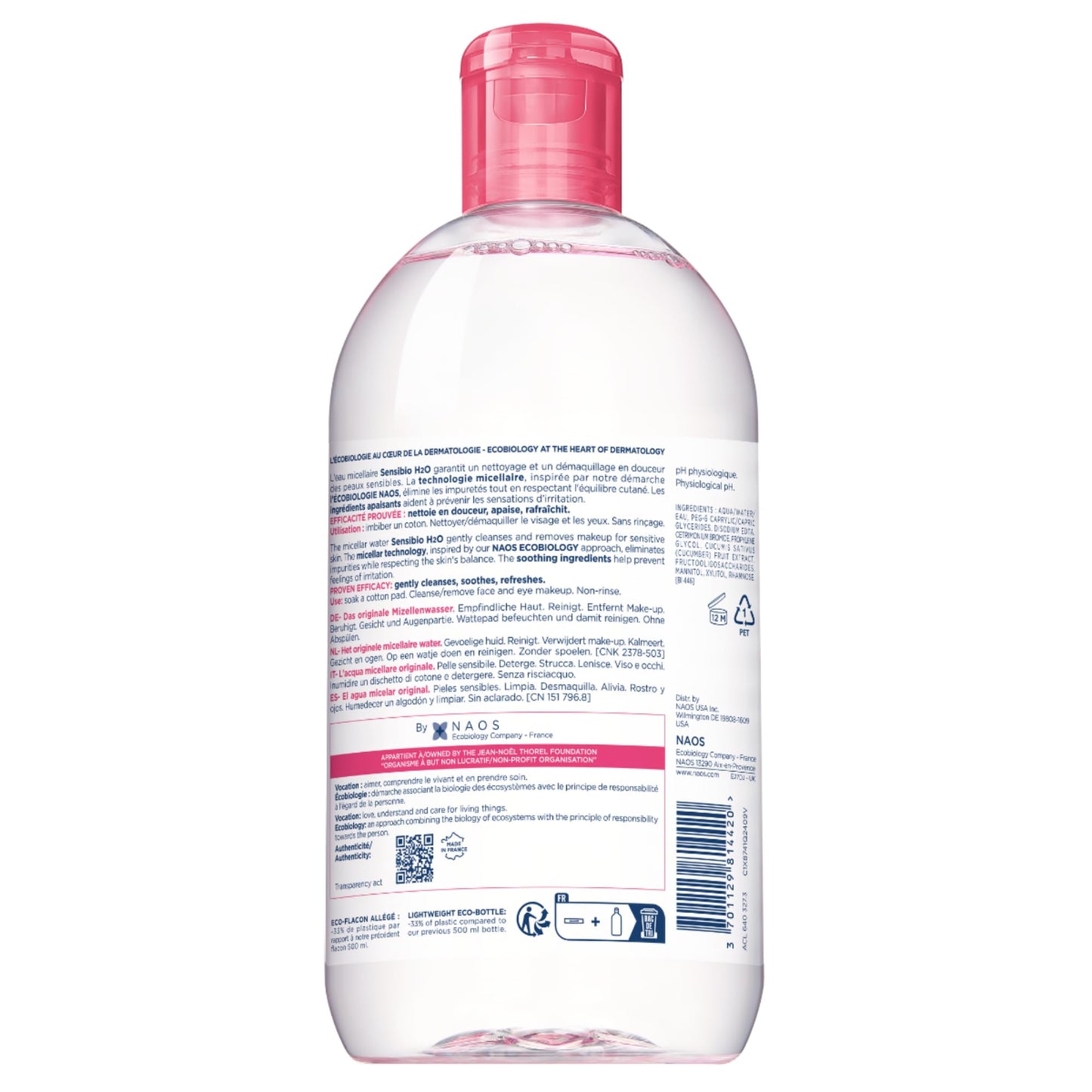 Bioderma - Sensibio - H2O Micellar Water - Makeup Remover Cleanser - Face Cleanser for Sensitive Skin
