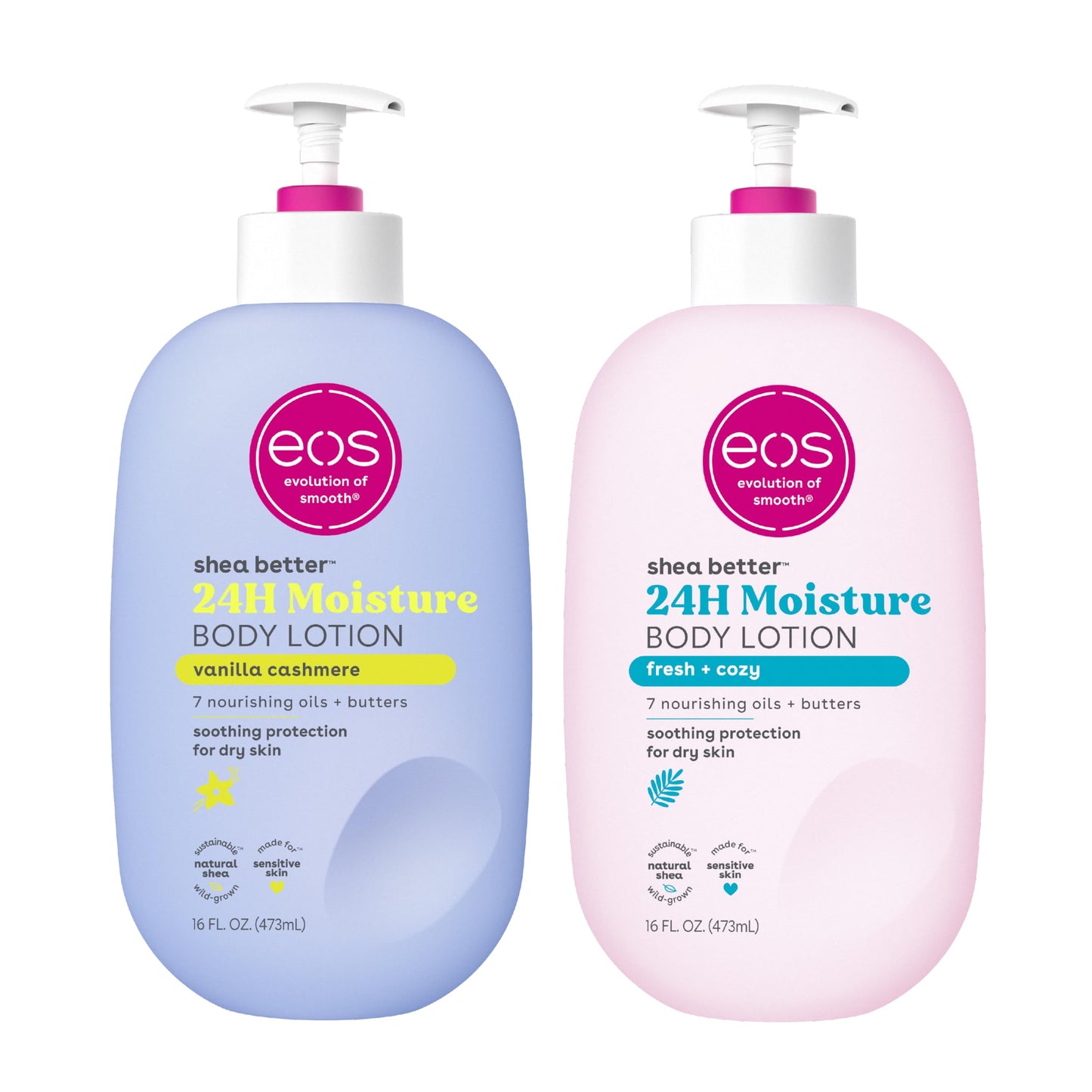 eos Shea Better Body Lotion Vanilla Cashmere, 24-Hour Moisture Skin Care, Lightweight & Non-Greasy, Natural Shea, Vegan, Vanilla Body Lotion, 16 fl oz