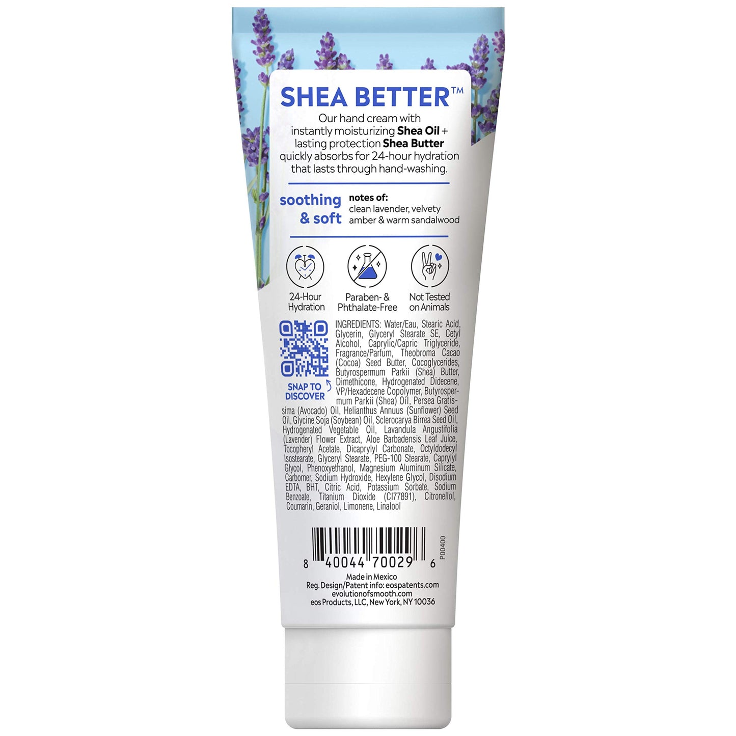 eos Shea Better Hand Cream - Vanilla Cashmere Hand Lotion | Instant Hydration + Lasting Protection | 2.5 oz