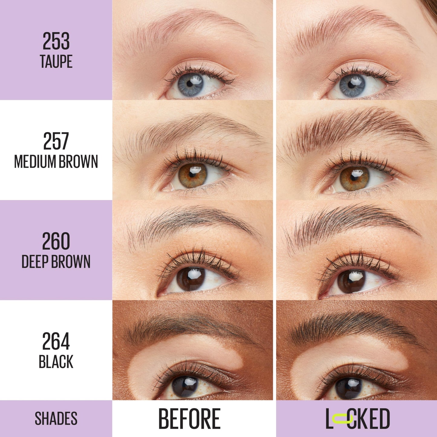Maybelline Super Lock Brow Glue Eyebrow Gel, Lightweight Brow Gel For Up To 24HR Hold, Clear, 1 Count