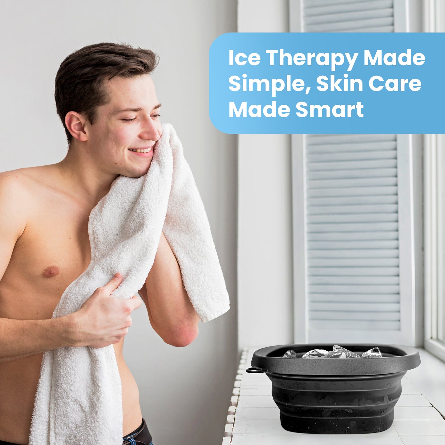 Foldspark Face Bowl for Ice - Ice Face Plunge Bowl Collapsible, Silicone Facial Tub for Cold Water Therapy, Large Portable Ice Bath Basin for Skin Tightening, Puffiness Relief, Dunking and Rejuvenation, Unisex
