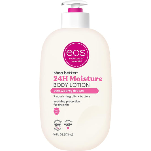 eos Shea Better Body Lotion Vanilla Cashmere, 24-Hour Moisture Skin Care, Lightweight & Non-Greasy, Natural Shea, Vegan, Vanilla Body Lotion, 16 fl oz