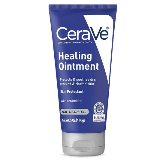 CeraVe Healing Ointment, Hydrating Skin Protectant With Petrolatum, Hyaluronic Acid & Ceramides, Face & Body Skin Barrier Repair For Cracked, Chafed, Dry Skin, Fragrance Free & Lanolin Free, 12 Oz