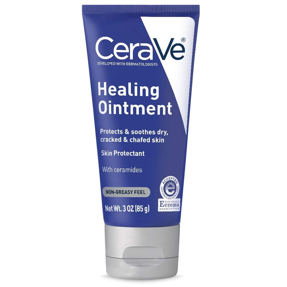 CeraVe Healing Ointment, Hydrating Skin Protectant With Petrolatum, Hyaluronic Acid & Ceramides, Face & Body Skin Barrier Repair For Cracked, Chafed, Dry Skin, Fragrance Free & Lanolin Free, 12 Oz