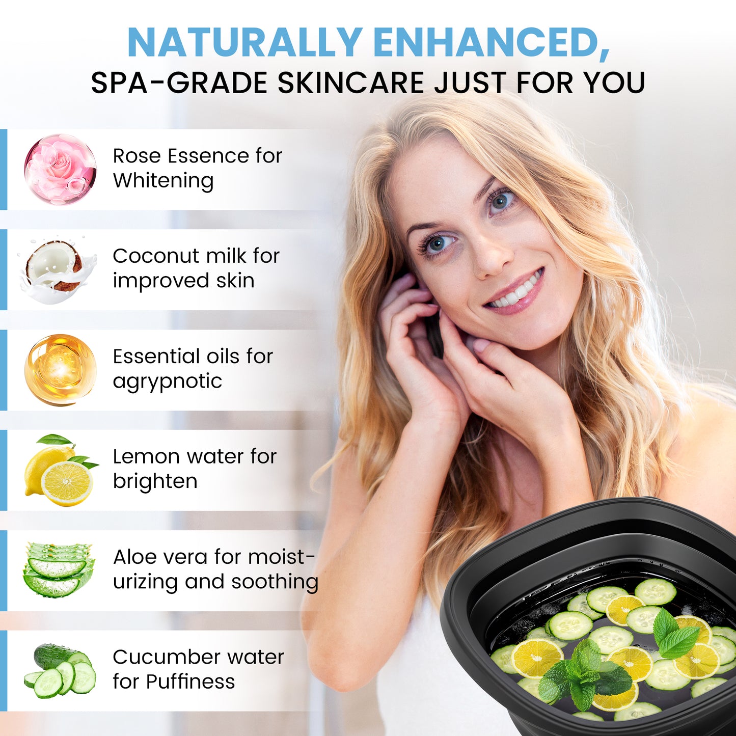 Foldspark Face Bowl for Ice - Ice Face Plunge Bowl Collapsible, Silicone Facial Tub for Cold Water Therapy, Large Portable Ice Bath Basin for Skin Tightening, Puffiness Relief, Dunking and Rejuvenation, Unisex