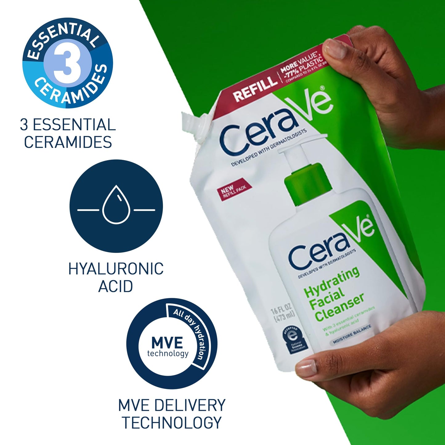 CeraVe Hydrating Facial Cleanser, Moisturizing Face Wash For Dry Skin, Hyaluronic Acid + Ceramides + Glycerin, Hydrating Cleanser For Normal To Dry Skin, National Eczema Association Certified