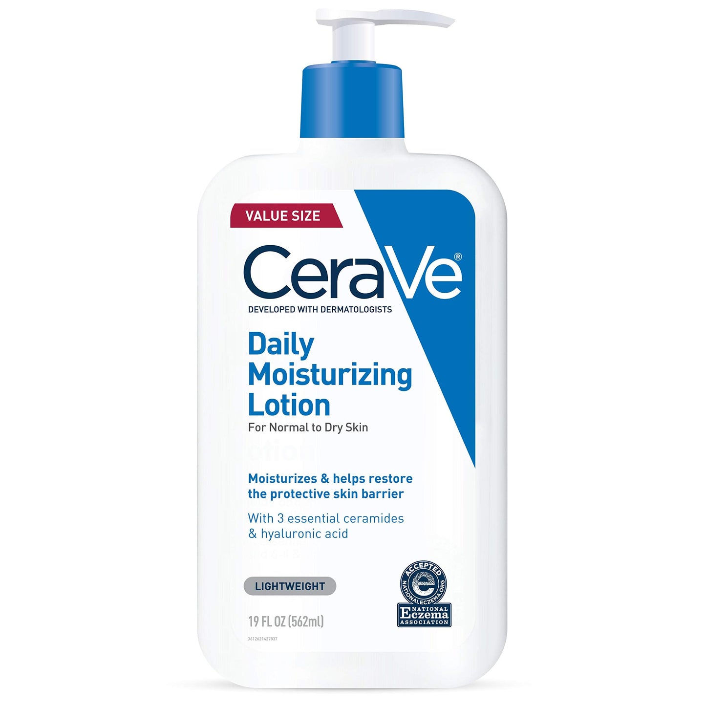 CeraVe Daily Moisturizing Lotion for Dry Skin, Body Lotion & Face Moisturizer with Hyaluronic Acid and Ceramides, Daily Moisturizer, Fragrance Free, Oil-Free, 12 Ounce