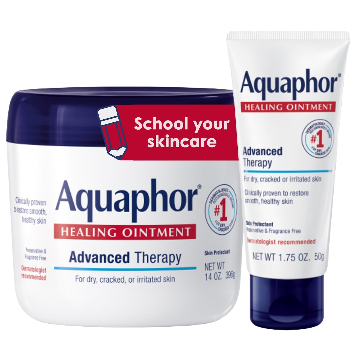 Aquaphor Healing Ointment, Advanced Therapy Skin Protectant, Multi-Purpose Healing Ointment and Body Moisturizer, For Dry, Cracked Skin, Minor Cuts and Burns, 14 Oz Jar