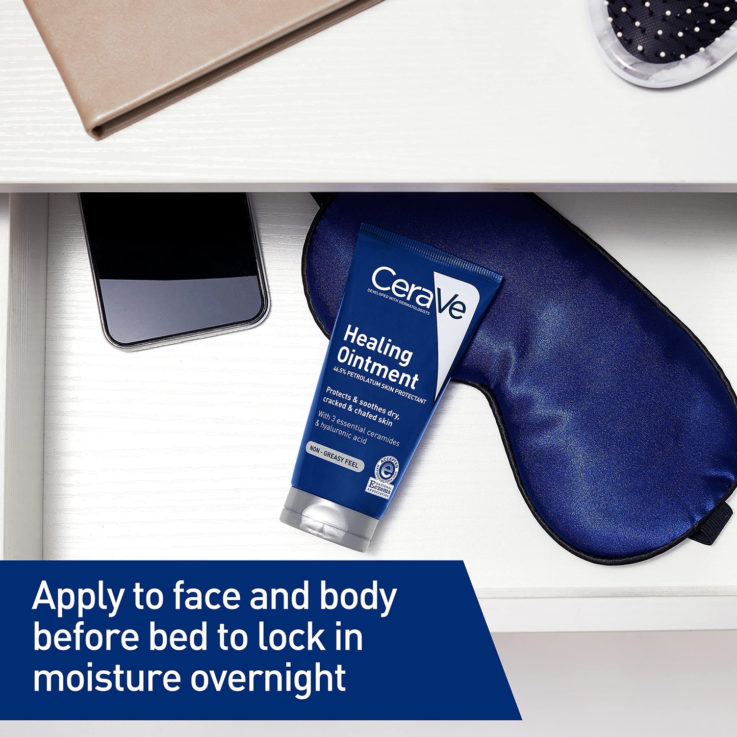 CeraVe Healing Ointment, Hydrating Skin Protectant With Petrolatum, Hyaluronic Acid & Ceramides, Face & Body Skin Barrier Repair For Cracked, Chafed, Dry Skin, Fragrance Free & Lanolin Free, 12 Oz